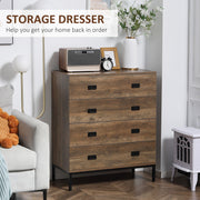 4 Drawer Storage Chest with Sturdy Metal Frame for Bedroom or Lounge Organisation Brown