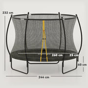 8ft Outdoor Trampoline with Enclosure Net and Spring Cover Black by SPORTNOW AOSOM