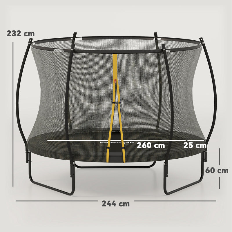 8ft Outdoor Trampoline with Enclosure Net and Spring Cover Black by SPORTNOW AOSOM