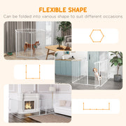 Foldable 6 Panel Dog Playpen with Door Ideal for Indoor or Outdoor Use White