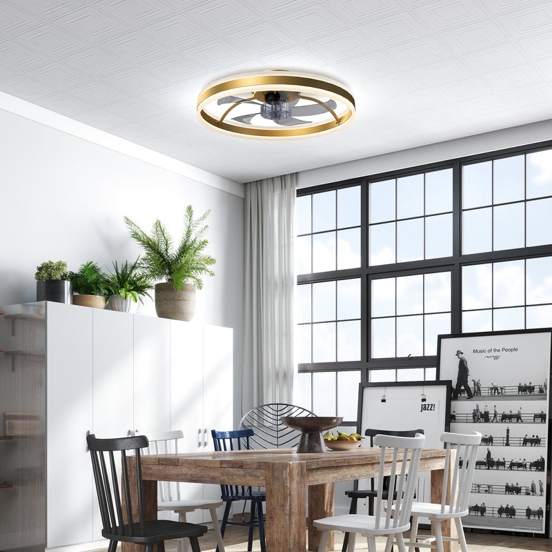 Ceiling Fan with Adjustable Light and Quiet Motor for Year Round Bedroom Comfort Gold Tone