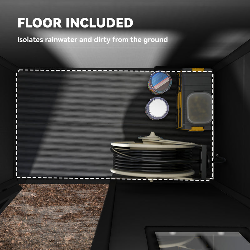 Outdoor Storage Shed for Secure Garden Tool Organisation with Window and Lock Dark Grey