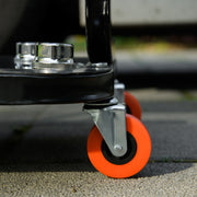 Mechanic Stool with Tool Tray and Wheels for Comfortable Garage Work Red and Black AOSOM
