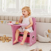Kids Table and Chair Set With Storage Bins For Play and Learning Activities Pink AOSOM