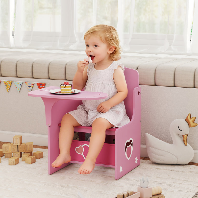 Kids Table and Chair Set With Storage Bins For Play and Learning Activities Pink AOSOM
