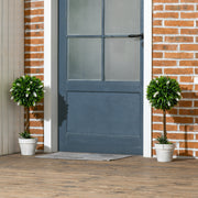 Set of 2 Artificial Topiary Ball Trees with Flowers for Home or Garden Display White