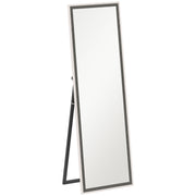 Two Tone Full Length Mirror 162 cm Tall in White and Grey with Modern Slim Frame