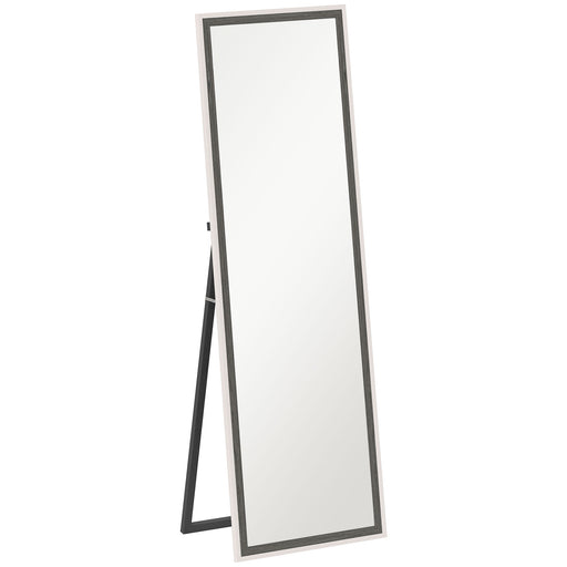 Two Tone Full Length Mirror 162 cm Tall in White and Grey with Modern Slim Frame