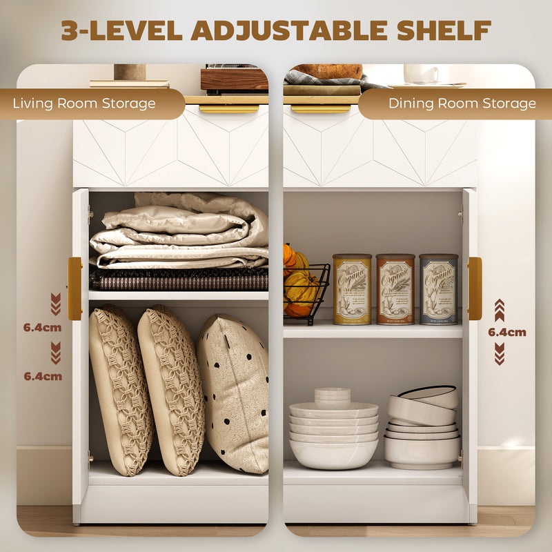 Modern Sideboard Storage Cabinet with Drawer and Adjustable Shelf for Home Use White