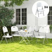 Set of Four Foldable Outdoor Chairs in White Lightweight and Compact by Outsunny