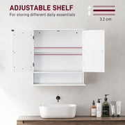 White Wall Mounted Bathroom Cabinet With Mirror And Adjustable Shelves For Storage