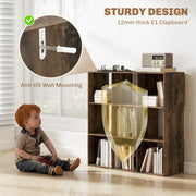 Nine Cube Storage Shelf Unit With Open Compartments For Home or Office, Rustic Brown