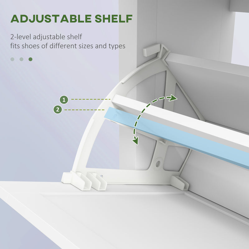 Slim Shoe Storage Cabinet with 2 Flip Drawers and Adjustable Shelves for Hallway, White