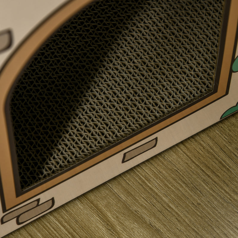 Two in One Cat House with Scratching Board and Catnip for Indoor Cats Brown