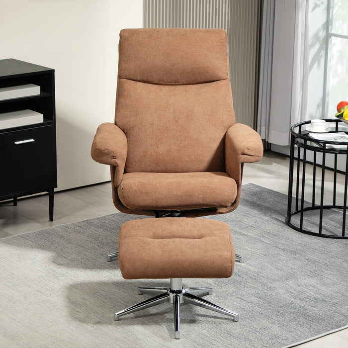 Recliner Chair with Ottoman for Home and Office, Light Brown Velvet Feel by HOMCOM