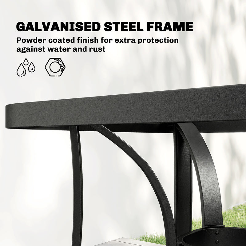 Garden Dining Set for 4 with Stackable Chairs and Easy Clean Glass Table Light Grey