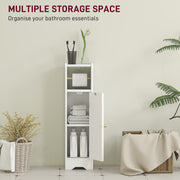 Slim Bathroom Storage Cabinet with Toilet Roll Holder and Shelves for Tight Spaces, White