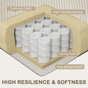 Cream White Three Seater Sofa with Spring Cushions Modern Design for Living Room Comfort by HOMCOM