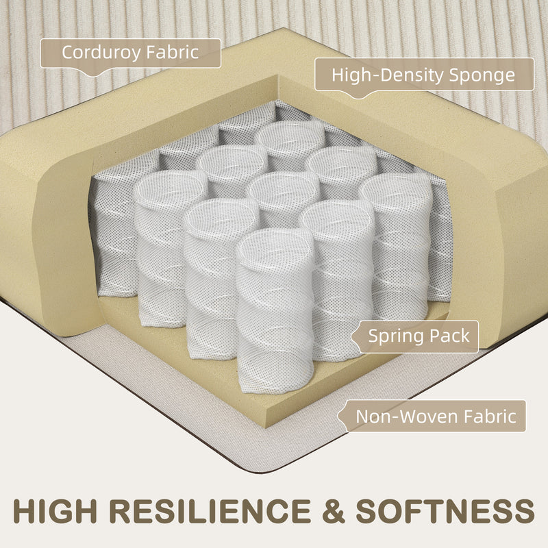 Cream White Three Seater Sofa with Spring Cushions Modern Design for Living Room Comfort by HOMCOM