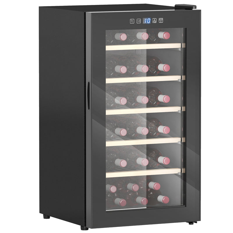 Black 41 Bottle Wine Fridge 91L with Glass Door LED Light and Touch Control by HOMCOM