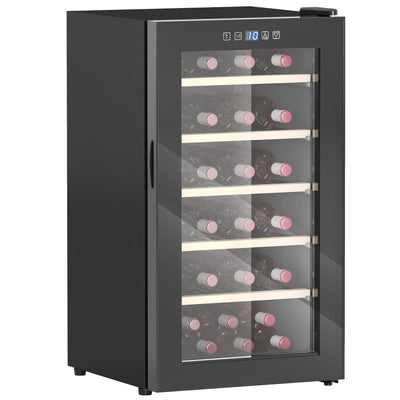Black 41 Bottle Wine Fridge 91L with Glass Door LED Light and Touch Control by HOMCOM