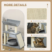 Tall Cat Tree Tower with Scratching Posts Bed Perch and Toy for Indoor Cats Light Grey