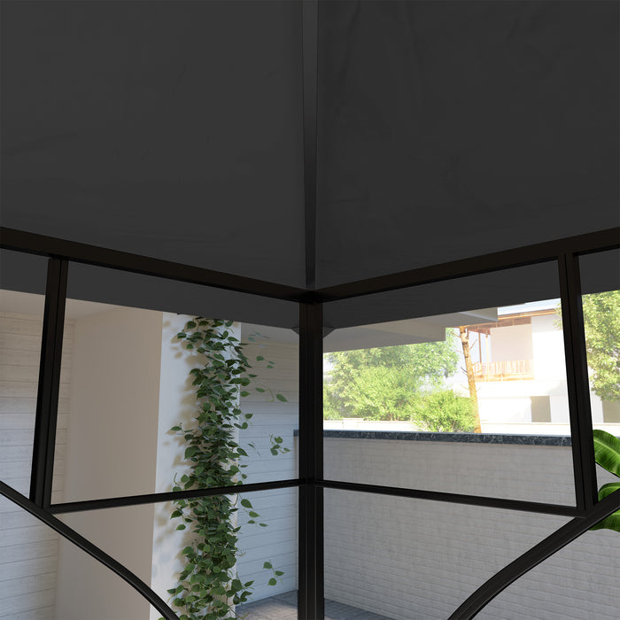 Black 3x3m Replacement Gazebo Canopy Double Tier Roof for Garden and Patio by Outsunny
