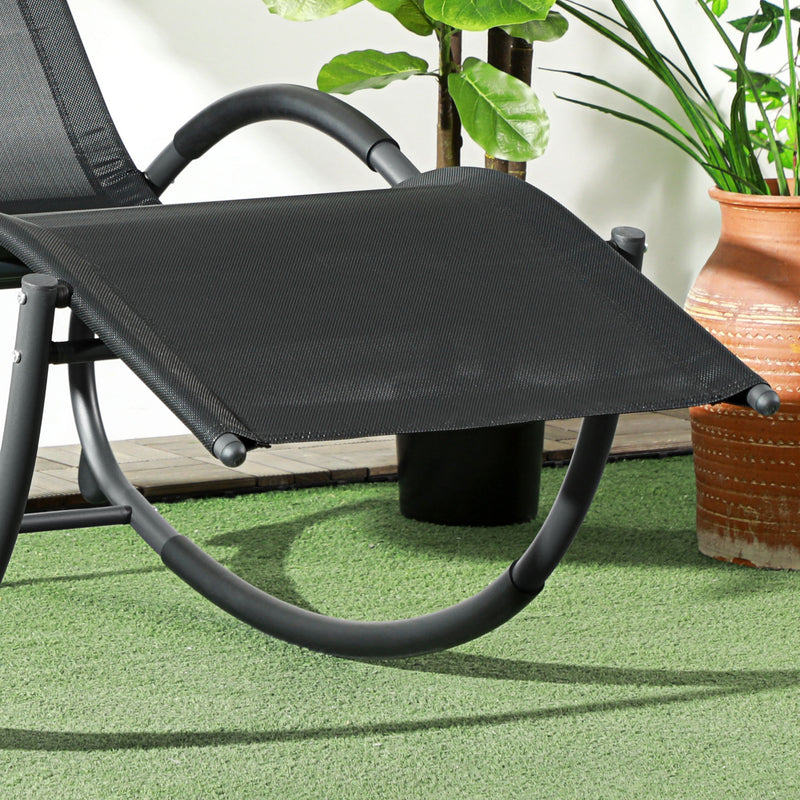 Zero Gravity Rocking Garden Chair with Pillow and Steel Frame for Outdoor Relaxing Black