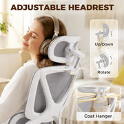 Ergonomic Office Chair with Adjustable Support and Mesh Back for Home Working Grey Homcom