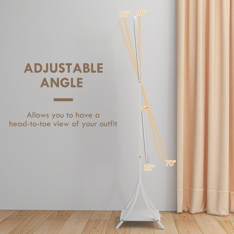 Full Length LED Dressing Mirror With Storage Shelf and 3 Light Modes, White