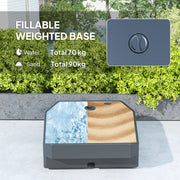 Brown 3m Cantilever Parasol with Fillable Base Wind Strap Cover and Tilt by Outsunny