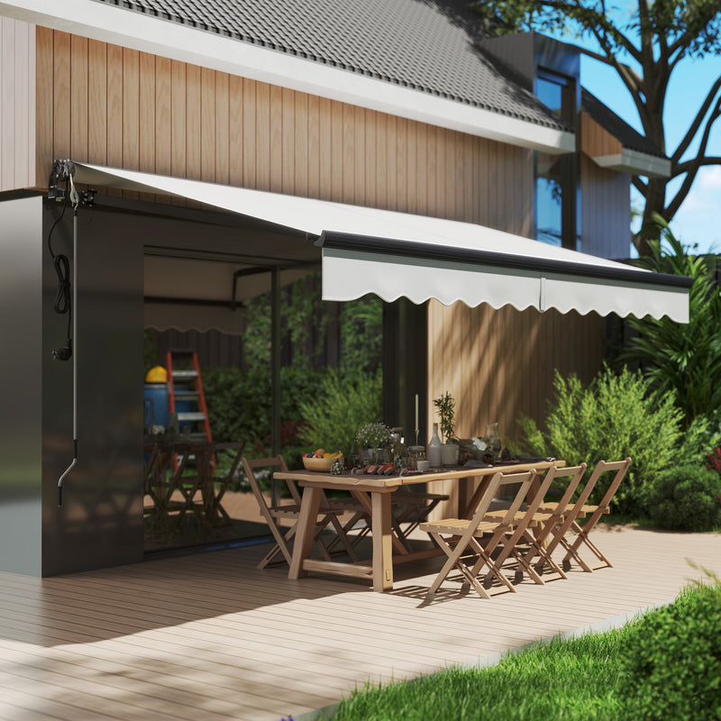 Light Grey 3.5 x 3m Electric Retractable Awning with Remote Control UV30+ Sun Shade by Outsunny