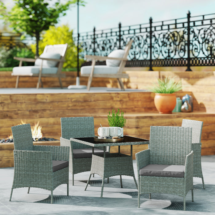 Five Piece Rattan Patio Dining Set Light Grey Garden Furniture by Outsunny