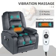 Reclining Massage Armchair with Eight Points and Heating for Home Comfort Grey