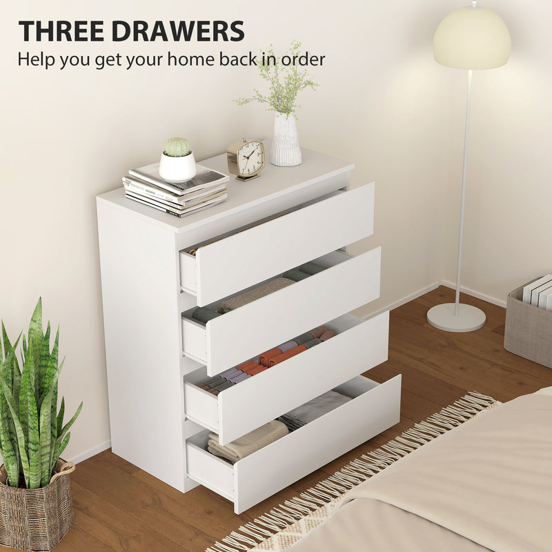4 Drawer Bedroom Dresser for Organised Clothes Storage with Flat Top White