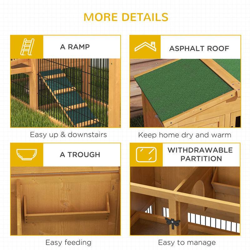 Wooden Rabbit Hutch With Spacious Outdoor Run Ideal For Gardens Or Patios Yellow