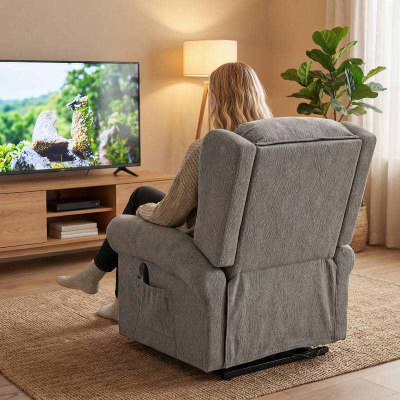 Electric Recliner Armchair With Lift Assist for Easy Standing and Sitting Dark Grey AOSOM
