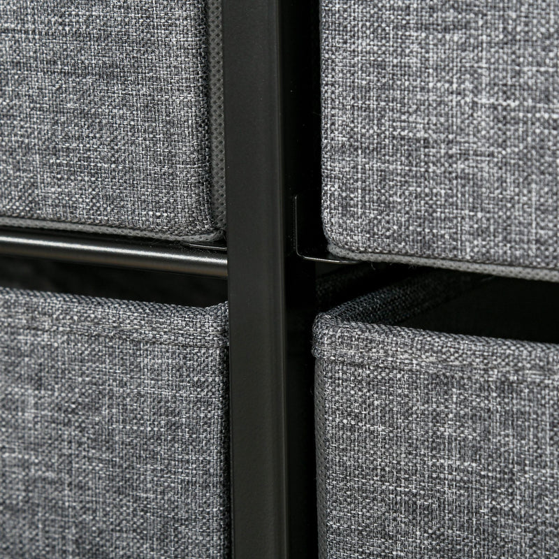 Grey 7 Drawer Fabric Chest of Drawers with Metal Frame for Bedroom and Living Room