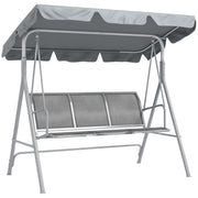 Light Grey 3 Seater Metal Garden Swing Chair With Canopy For Patio Relaxation Outsunny