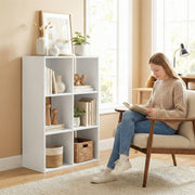 Storage Shelf with 6 Open Compartments for Organising Books and Toys White Wood Effect AOSOM