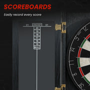 Bristle Dartboard Cabinet Set with 6 Steel Tip Darts Ideal for Home Games Room Brown AOSOM