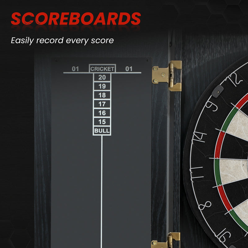 Bristle Dartboard Cabinet Set with 6 Steel Tip Darts Ideal for Home Games Room Brown AOSOM