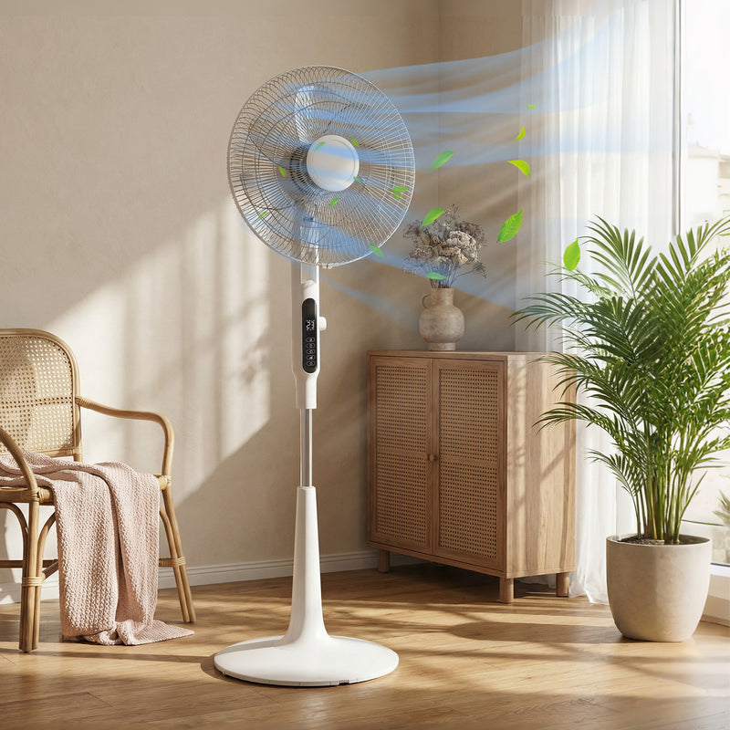 Pedestal Fan with Insect Repellent Slot and Quiet Cooling for Bedrooms and Living Rooms White AOSOM