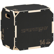 Non Slip Wooden Plyo Jump Box for Home Fitness and Cross Training 31x36x41 cm Natural AOSOM