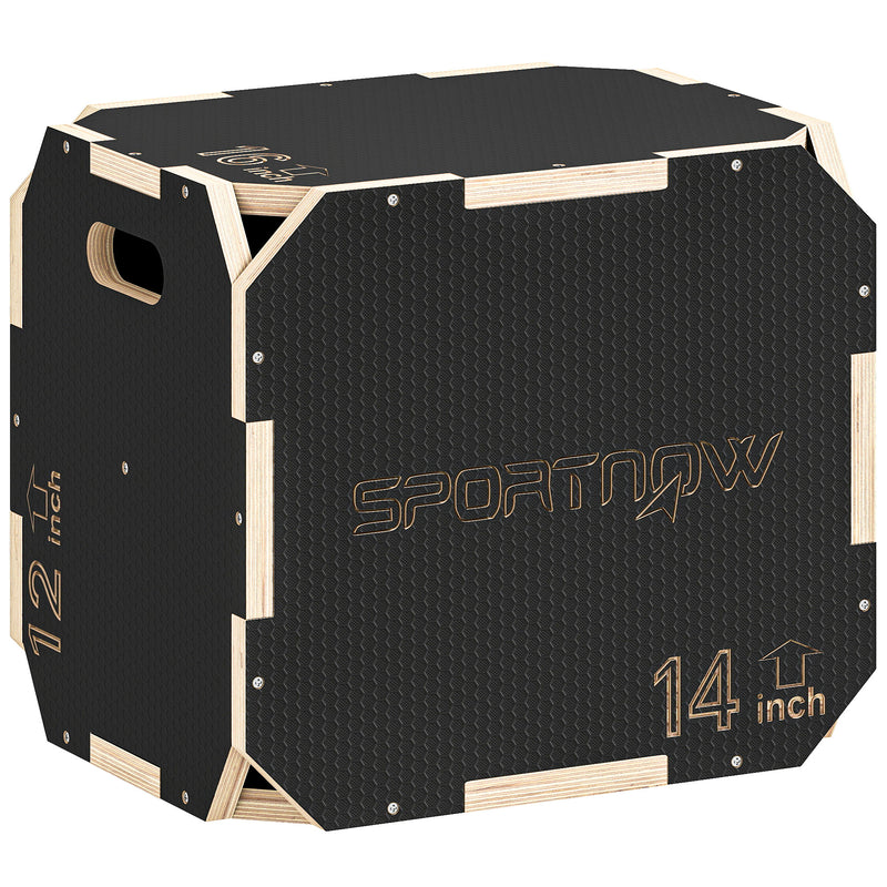 Non Slip Wooden Plyo Jump Box for Home Fitness and Cross Training 31x36x41 cm Natural AOSOM