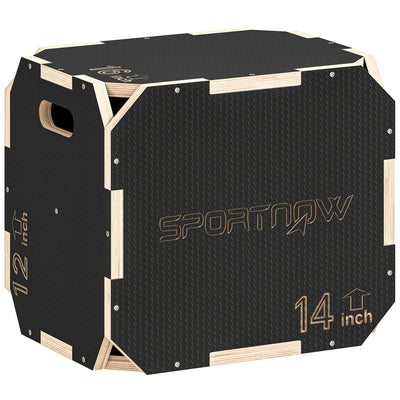 Non Slip Wooden Plyo Jump Box for Home Fitness and Cross Training 31x36x41 cm Natural AOSOM