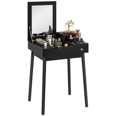 Black Dressing Table with Flip Up Mirror and 2 Drawers for Bedroom or Lounge
