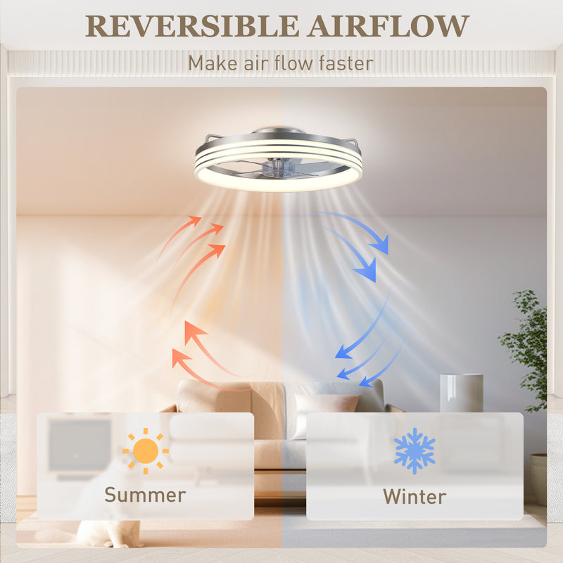 Smart Ceiling Fan With Adjustable Light and App Control for Year Round Home Comfort Silver Tone AOSOM