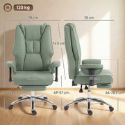 Ergonomic Office Chair with Reclining Footrest for All Day Comfort and Pet Friendly Faux Leather Green Homcom