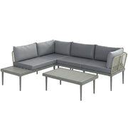 3 Piece Garden Furniture Set with Wide Cushioned Seats and Coffee Table Grey Outsunny